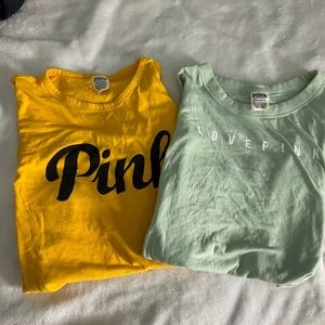 VS PINK TWO LONG SLEEVE T-SHIRTS